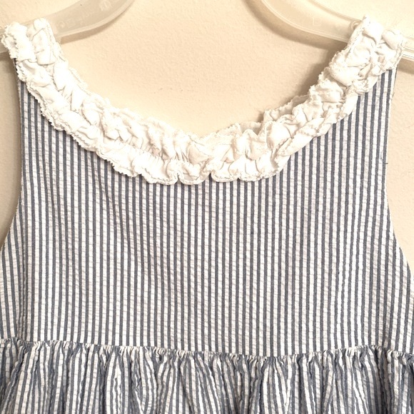RALPH LAUREN Girls Sleeveless Seersucker Baby Blue Fit and Flare Dress Size 4/4T - Picture 3 of 11